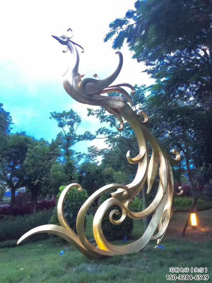 古銅色鳳凰銅雕塑廠家 大型城市雕塑 商業(yè)街?jǐn)[件