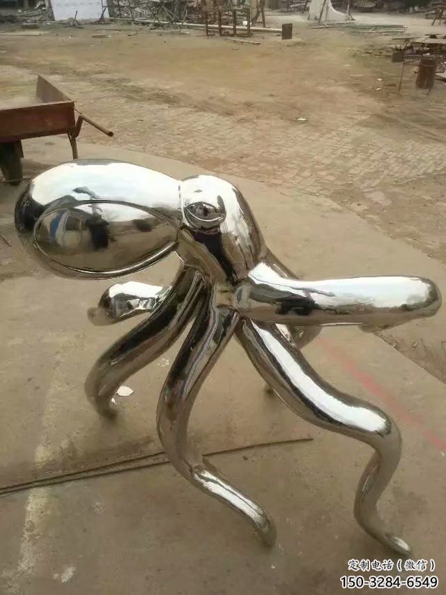 不銹鋼章魚雕塑廠家，鏡面動物，海洋生物小品 (2)