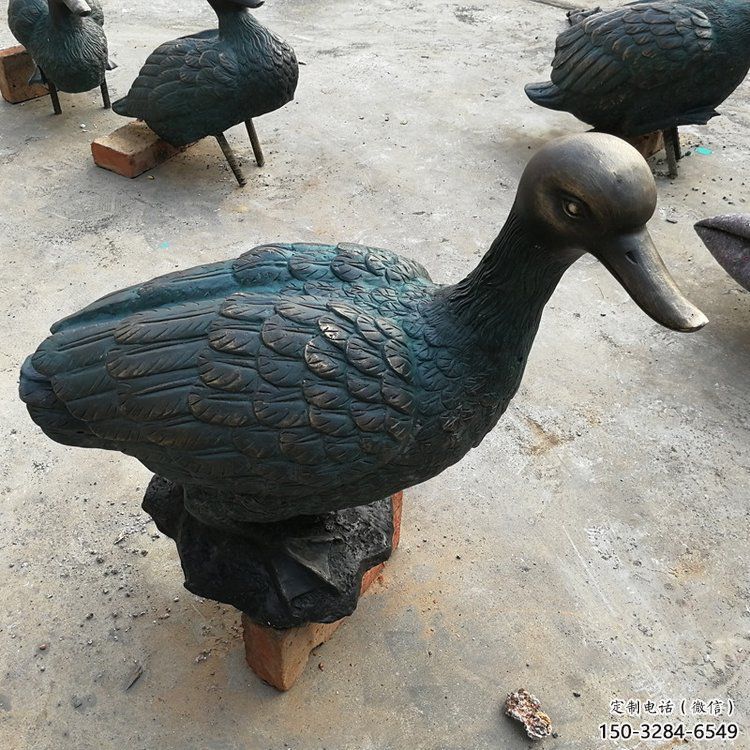 銅鴨子雕塑廠家，仿古工藝，公園廣場動物擺件 (4)