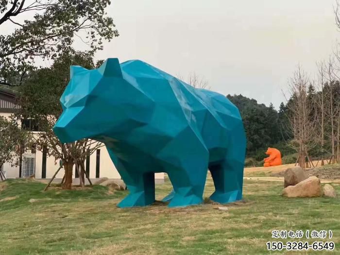 不銹鋼大熊雕塑，公園廣場雕塑，仿真彩繪工藝 (10)