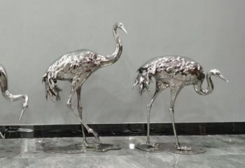 不銹鋼鴕鳥(niǎo)雕塑 門(mén)口創(chuàng)意雕塑 售樓處小品