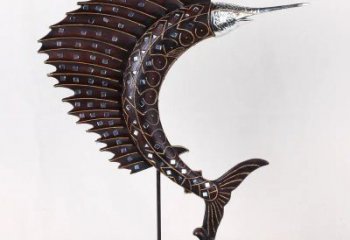 玻璃鋼劍魚雕塑生產(chǎn)廠家，海洋生物雕塑，公園廣場大型雕塑