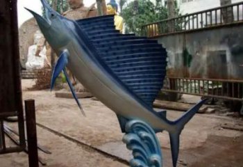 玻璃鋼劍魚雕塑生產(chǎn)制作，海洋生物雕塑，廣場雕塑