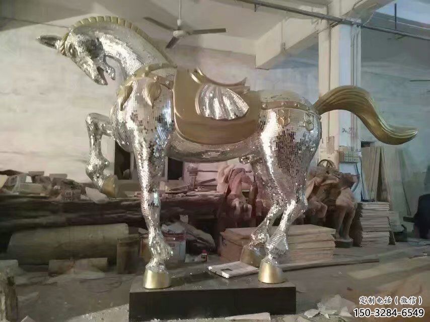 生產奔馬雕塑，鏡面工藝，仿真動物小品