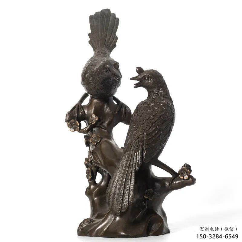 風(fēng)景區(qū)鑄銅喜鵲雕塑 售樓處廣場(chǎng)雕塑 仿古擺件