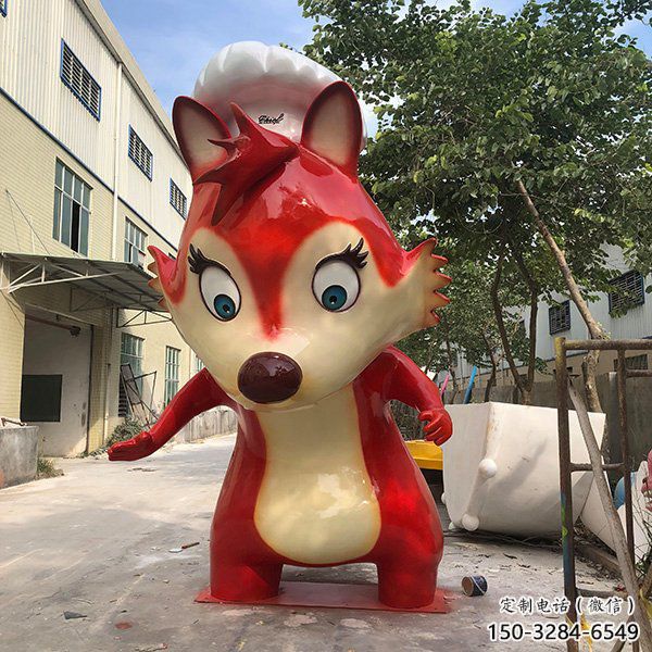 園林狐貍雕塑廠家 城市廣場(chǎng)雕塑 步行街?jǐn)[件