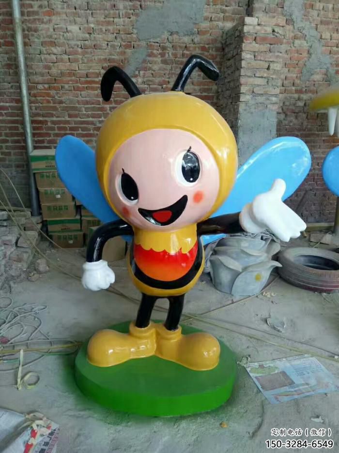 抽象蜜蜂雕塑 店門(mén)口彩繪雕塑 步行街?jǐn)[件