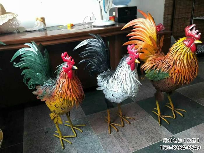 室內(nèi)小雞雕塑，動物小品，鐵藝工藝
