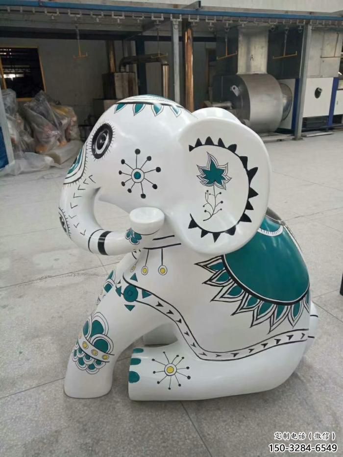 街道小象雕塑，景觀擺件，彩繪工藝