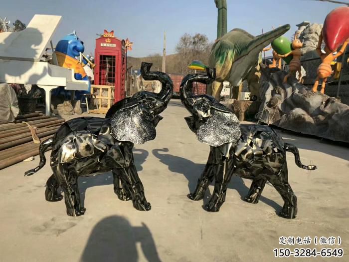 小區(qū)小象雕塑，仿真主題，彩繪工藝