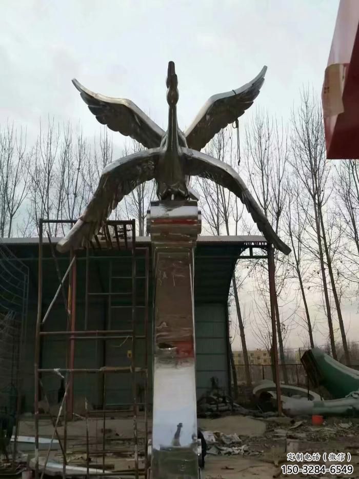 街道白鷺雕塑，鑄銅農(nóng)耕雕塑，古銅效果