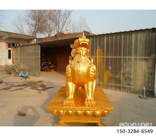 庭院貔貅雕塑，鍍金歐式雕塑，網(wǎng)格形式