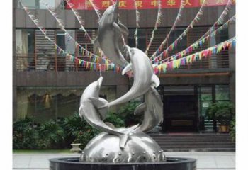 動物不銹鋼魚形雕塑，房地產門口雕塑，鏡面工藝