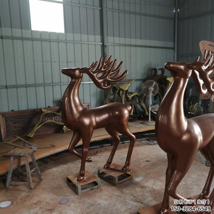 室內馴鹿雕塑，拉絲海洋雕塑，抽象效果