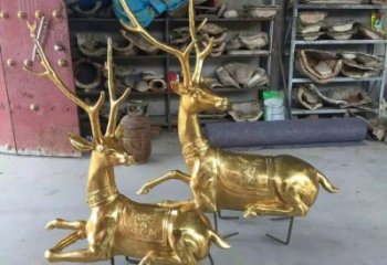 仿古馴鹿雕塑，鍍銅海洋雕塑，鍍銅工藝