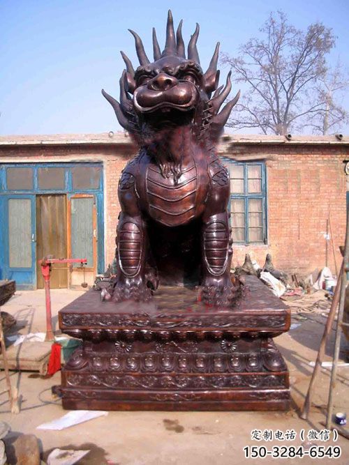 酒店麒麟雕塑，鍍金歐式雕塑，仿古擺件