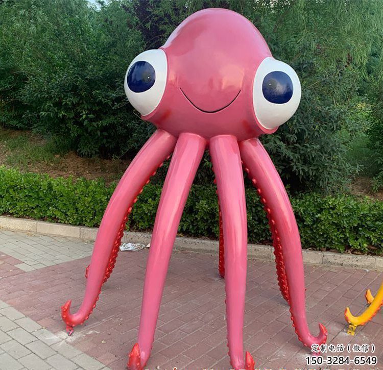 售樓部烏賊雕塑，噴砂發光雕塑，彩繪題材