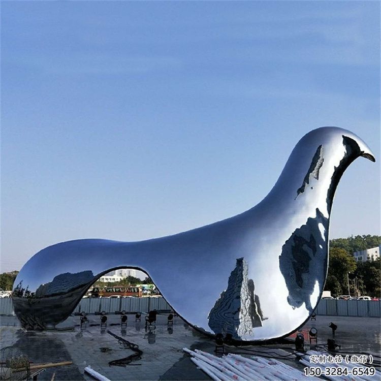 室內鴿子雕塑，拉絲鳥類雕塑，抽象效果