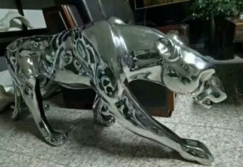 庭院獵豹雕塑，鍍金歐式雕塑，彩繪形式