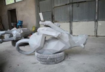 小區獵豹雕塑，拉絲動物雕塑，抽象效果