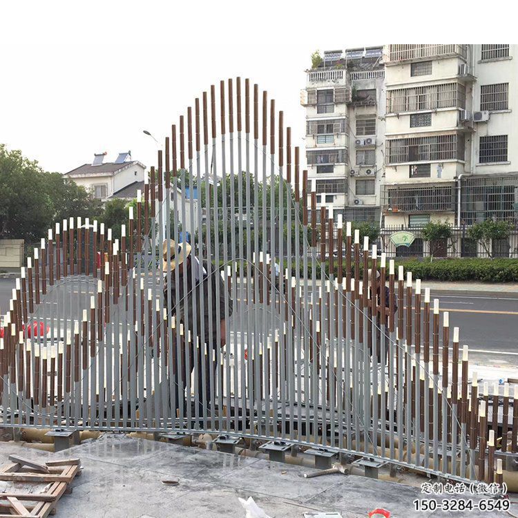 城市假山雕塑，網格景觀雕塑，古銅效果