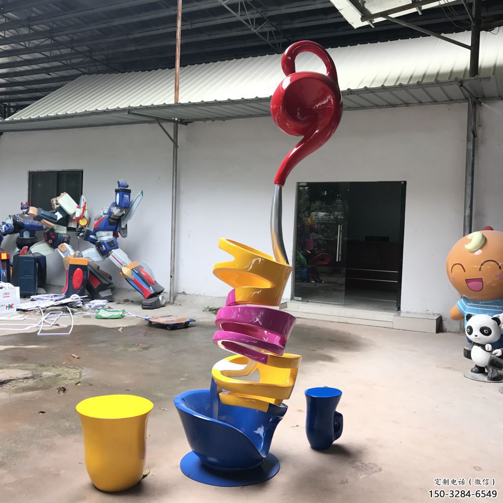 酒店茶壺雕塑，鍍金歐式雕塑，仿古擺件