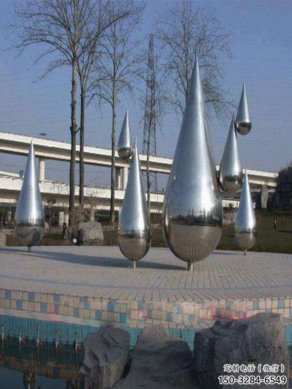 廣場水滴雕塑，抽象水景雕塑，抽象效果