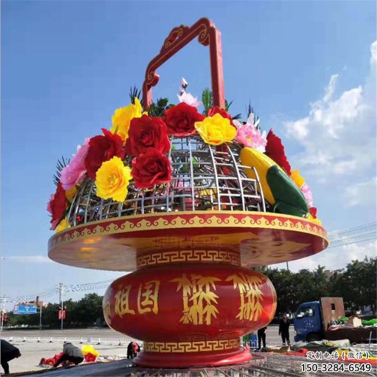 小區花籃雕塑，拉絲景觀雕塑，抽象效果