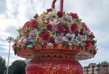 廣場花籃雕塑，抽象水景雕塑，抽象效果
