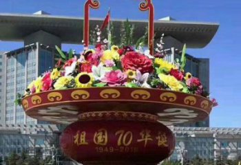 售樓部花籃雕塑，噴砂發(fā)光雕塑，烤漆題材