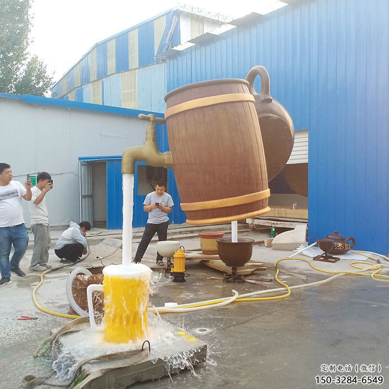 抽象水壺雕塑制作 店門口彩繪雕塑 步行街擺件