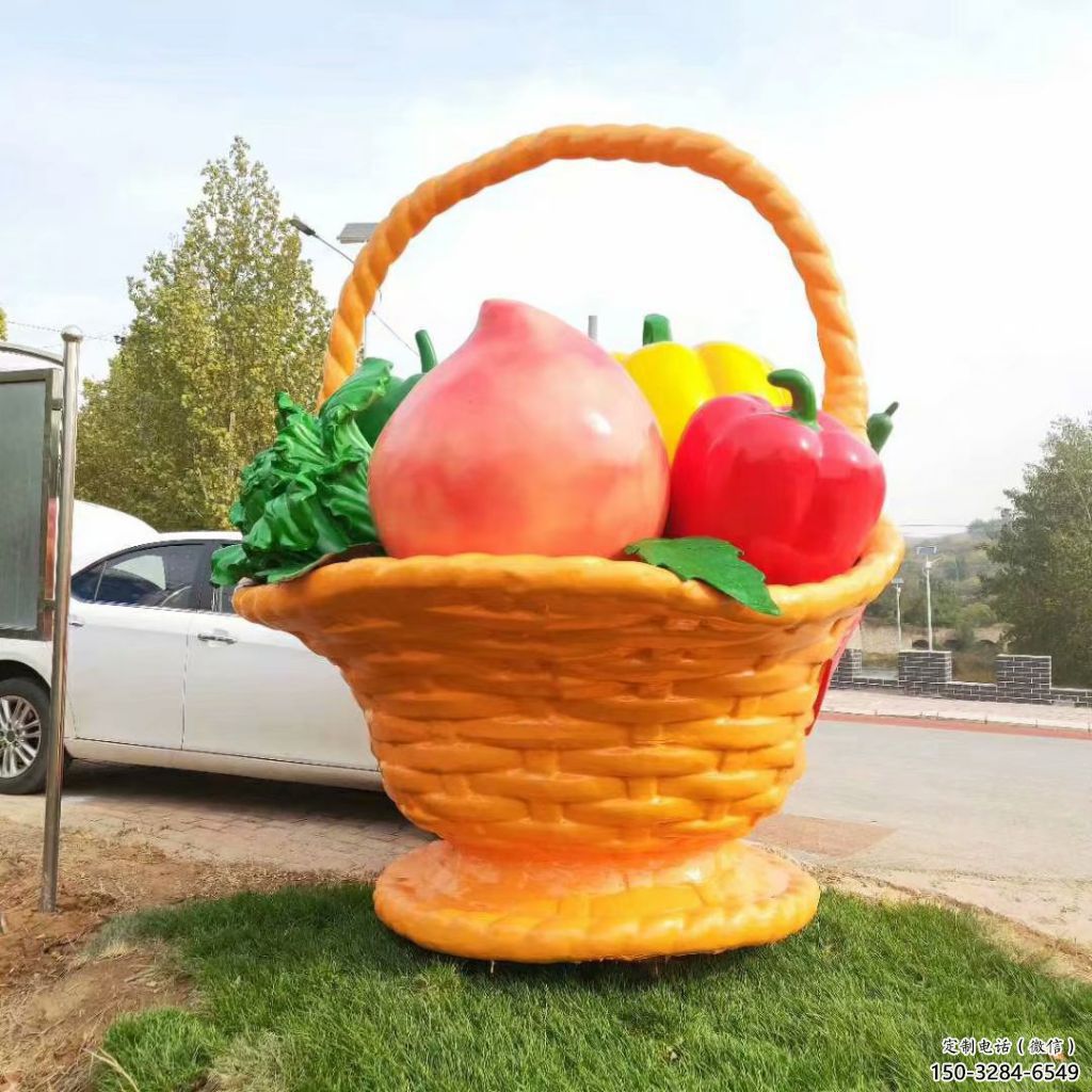 大型商場果籃雕塑 仿真景觀擺件 鏡面雕塑