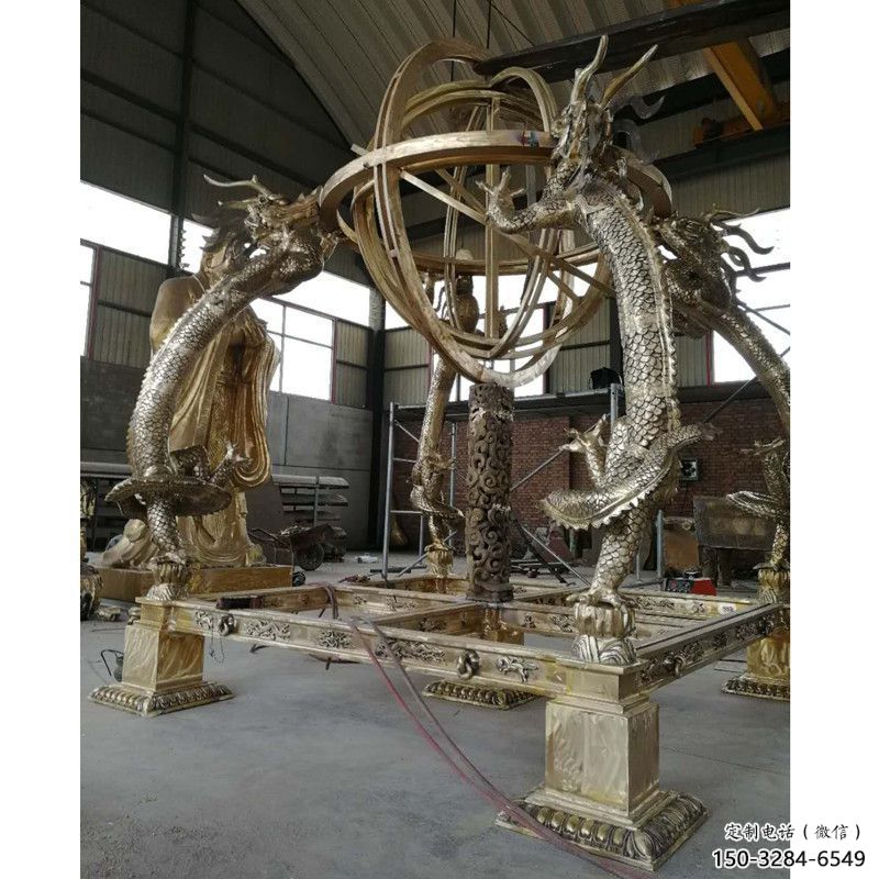 公園地動儀雕塑，噴砂發(fā)光雕塑，鍛造工藝