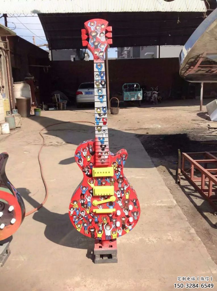 房地產吉他雕塑 現代景觀擺件 幾何雕塑