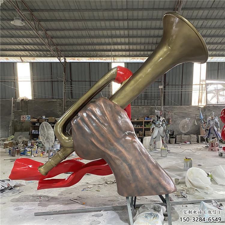 城市軍號(hào)雕塑 風(fēng)景區(qū)彩繪雕塑 抽象擺件