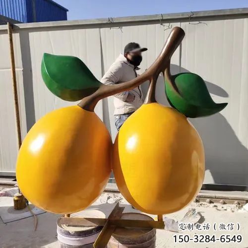 抽象枇杷雕塑 店門口彩繪雕塑 步行街擺件