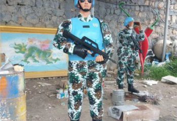 烤漆武警雕塑 鑄銅警察雕塑 彩繪戰士雕塑
