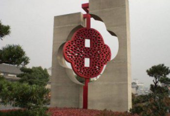 園林中國結(jié)雕塑廠家，烤漆工藝制作，民俗文化標識