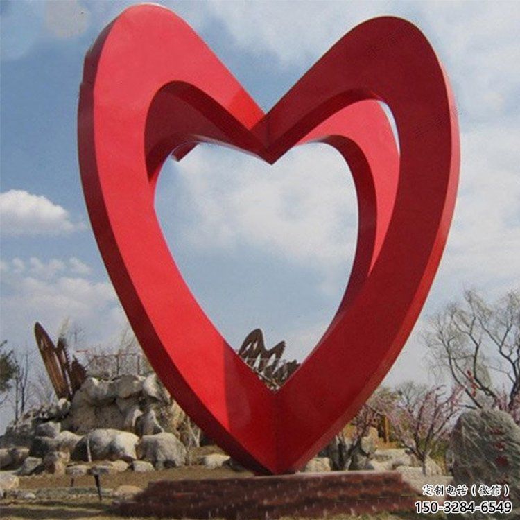 廣場心形雕塑 抽象桃心雕塑 烤漆愛情雕塑