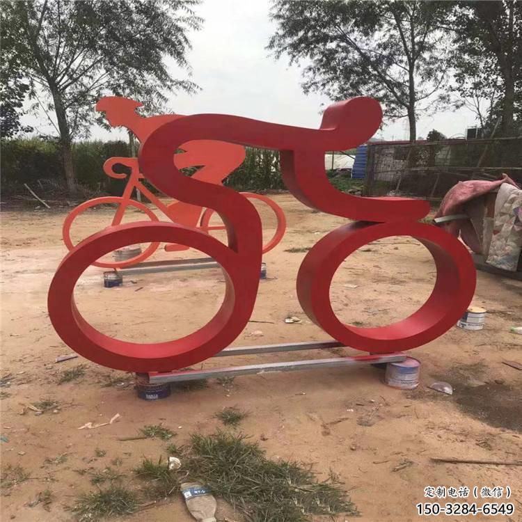 戶外自行車雕塑 噴漆體育雕塑 燈光運動員雕塑