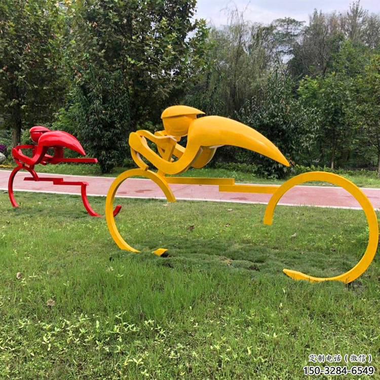 酒店自行車雕塑 景觀體育雕塑 現代運動員雕塑