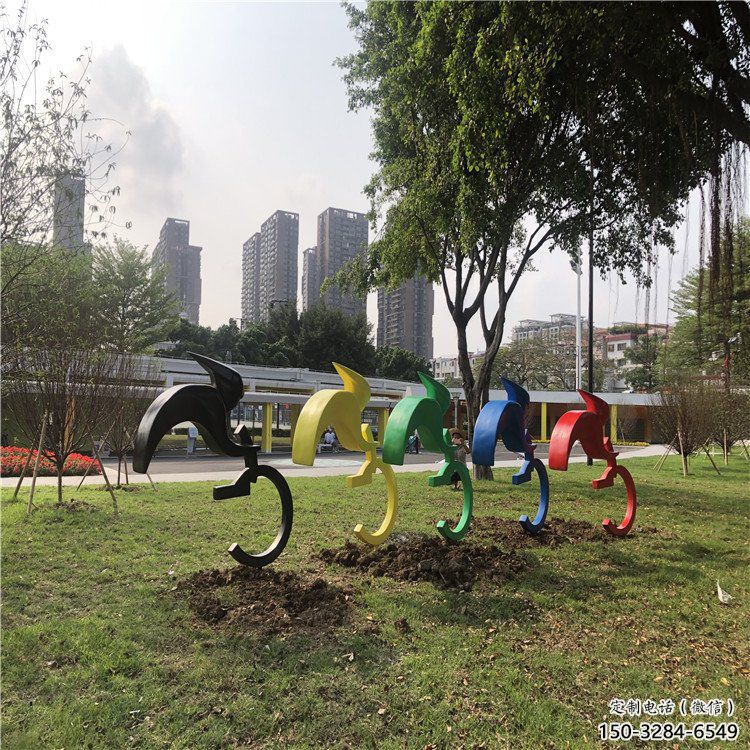 游樂(lè)場(chǎng)自行車雕塑 發(fā)光公園運(yùn)動(dòng)員雕塑 噴漆體育雕塑