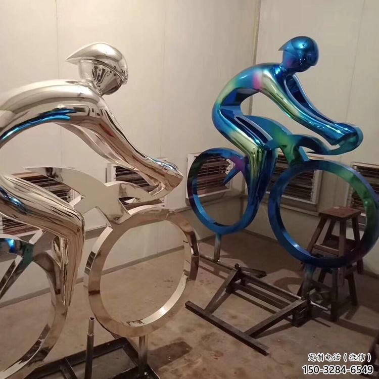 自行車雕塑廠家 景觀體育雕塑 噴漆運動員雕塑