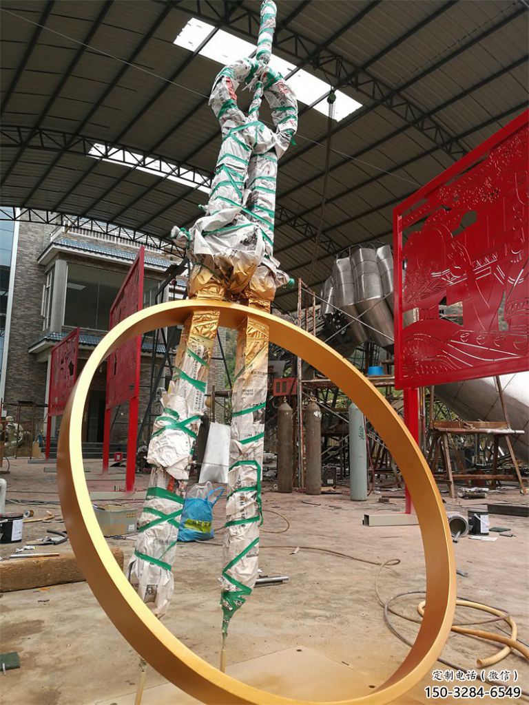 街道圓規(guī)雕塑 現(xiàn)代景觀雕塑 彩繪標識雕塑