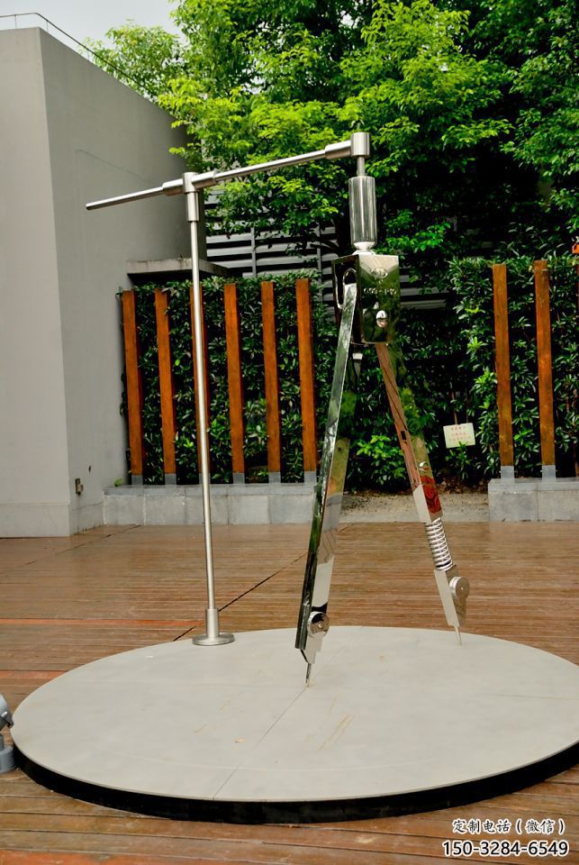 商業(yè)街圓規(guī)雕塑 烤漆標(biāo)識(shí)雕塑 彩繪景觀雕塑