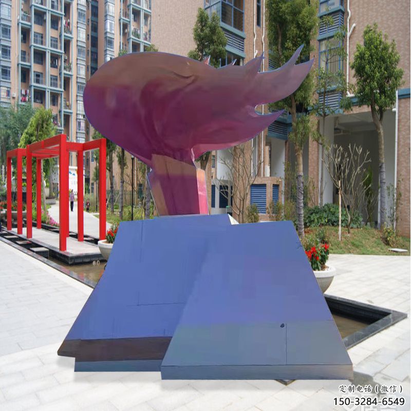 現代火把雕塑 大型別墅區星火相傳主題 彩繪篝火雕塑