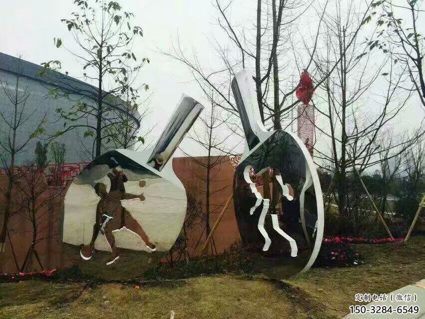中式球拍雕塑 啞光網球拍雕塑 游樂場體育雕塑