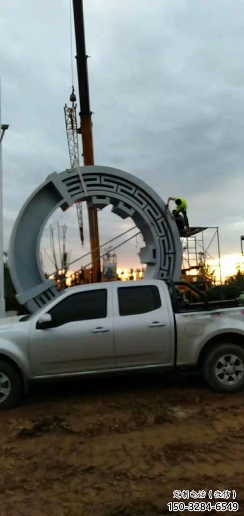 烤漆花環雕塑 鋼管環形雕塑 室內雕塑