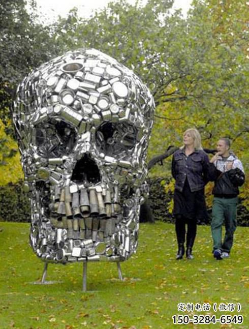 彩繪骷髏雕塑 電鍍現代鬼怪雕塑 公園骷髏頭雕塑
