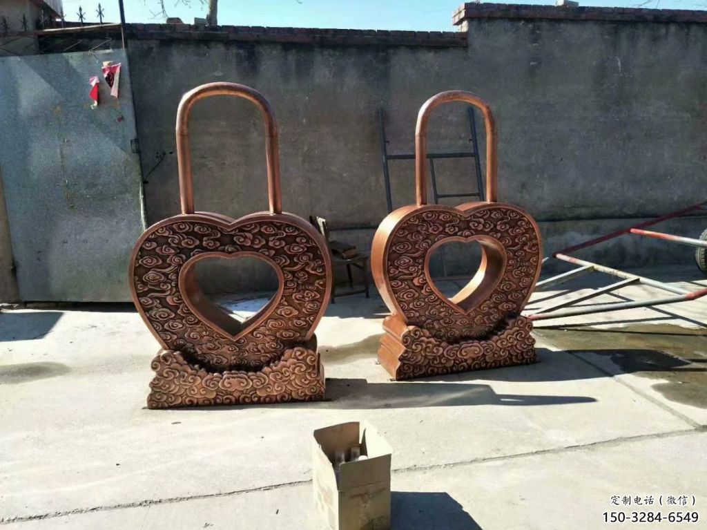 大型商場鎖子雕塑 仿真同心鎖雕塑 鏡面雕塑